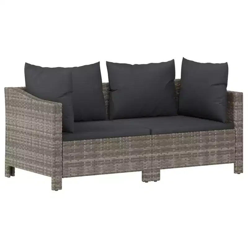 vidaXL Salon de jardin Fauteuil et canapé avec coussins Résine tressée gris