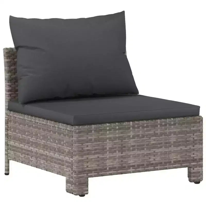 vidaXL Salon de jardin Fauteuil et canapé avec coussins Résine tressée gris