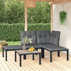 vidaXL Salon de jardin en rotin synthétique noir et gris