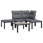 vidaXL Salon de jardin en rotin synthétique noir et gris