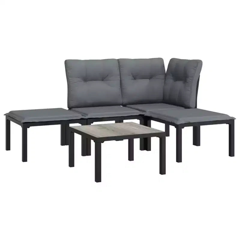 vidaXL Salon de jardin en rotin synthétique noir et gris