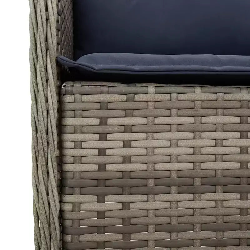 vidaXL Salon de jardin 9 pièces en résine tressée grise et bois d'acacia massif avec coussins bleus marine – Ensemble de meubles de jardin résistant aux intempéries