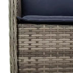 vidaXL Salon de jardin 9 pièces en résine tressée grise et bois d'acacia massif avec coussins bleus marine – Ensemble de meubles de jardin résistant aux intempéries