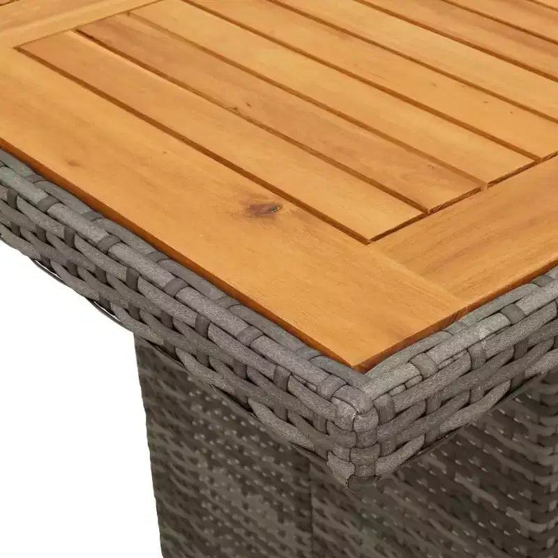 vidaXL Salon de jardin 9 pièces en résine tressée grise et bois d'acacia massif avec coussins bleus marine – Ensemble de meubles de jardin résistant aux intempéries