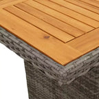 vidaXL Salon de jardin 9 pièces en résine tressée grise et bois d'acacia massif avec coussins bleus marine – Ensemble de meubles de jardin résistant aux intempéries
