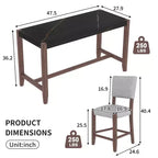 Ensemble table de salle à manger hauteur comptoir 5 pièces Bellemave, table de bar effet marbre et 4 chaises rembourrées, pour salle à manger, cuisine, pub
