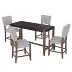 Ensemble table de salle à manger hauteur comptoir 5 pièces Bellemave, table de bar effet marbre et 4 chaises rembourrées, pour salle à manger, cuisine, pub