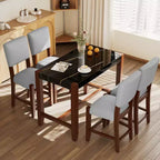 Ensemble table de salle à manger hauteur comptoir 5 pièces Bellemave, table de bar effet marbre et 4 chaises rembourrées, pour salle à manger, cuisine, pub