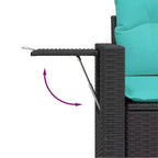 vidaXL Salon de jardin 6 pièces avec coussins résine tressée noir - Noir et bleu