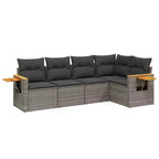 vidaXL Garden Sofa Set Grey PE rattan 5 Piece Adjustable Feet