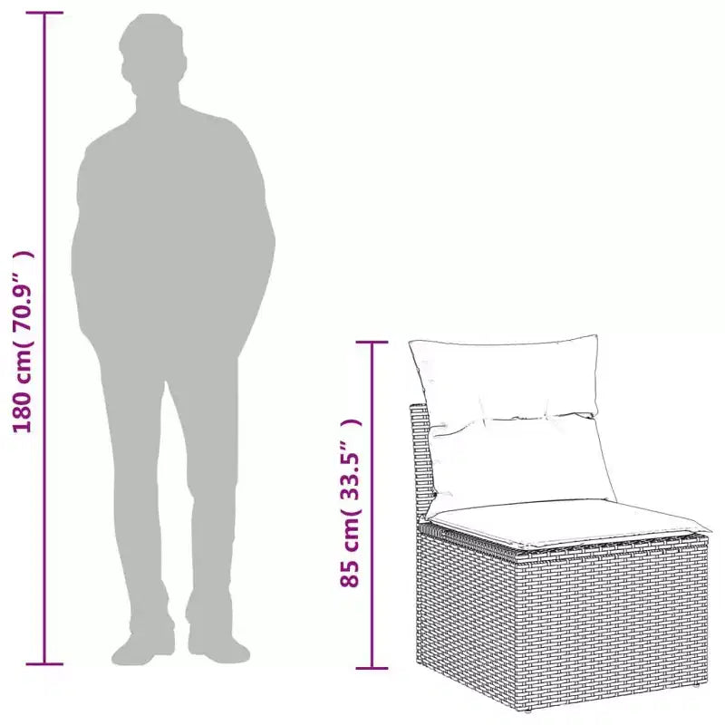 vidaXL Salon de jardin en rotin PE gris 5 pièces Pieds réglables