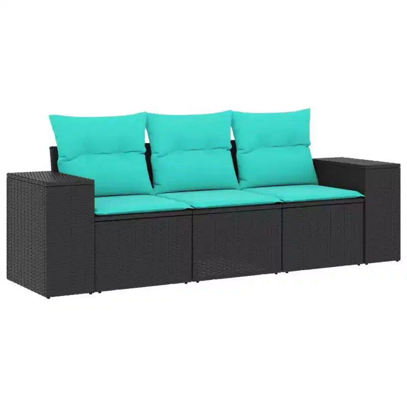 vidaXL Patio Sofa Set Black - Black and Blue Without Table