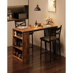 Ensemble de table de bar 3 pièces pour 2 personnes, ensemble table et chaises de bar avec extension relevable, ensemble de salle à manger avec étagères de rangement, convient aux petits espaces
