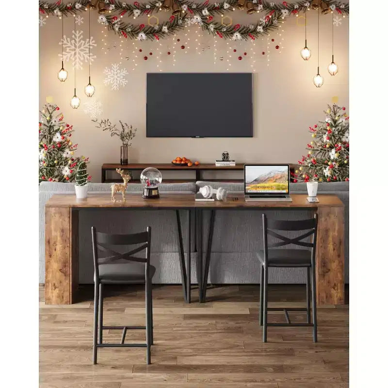 Ensemble de table de bar 3 pièces pour 2 personnes, ensemble table et chaises de bar avec extension relevable, ensemble de salle à manger avec étagères de rangement, convient aux petits espaces