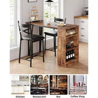 Ensemble de table de bar 3 pièces pour 2 personnes, ensemble table et chaises de bar avec extension relevable, ensemble de salle à manger avec étagères de rangement, convient aux petits espaces
