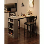 Ensemble de table de bar 3 pièces pour 2 personnes, ensemble table et chaises de bar avec extension relevable, ensemble de salle à manger avec étagères de rangement, convient aux petits espaces