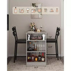 Ensemble de table de bar 3 pièces pour 2 personnes, ensemble table et chaises de bar avec extension relevable, ensemble de salle à manger avec étagères de rangement, convient aux petits espaces
