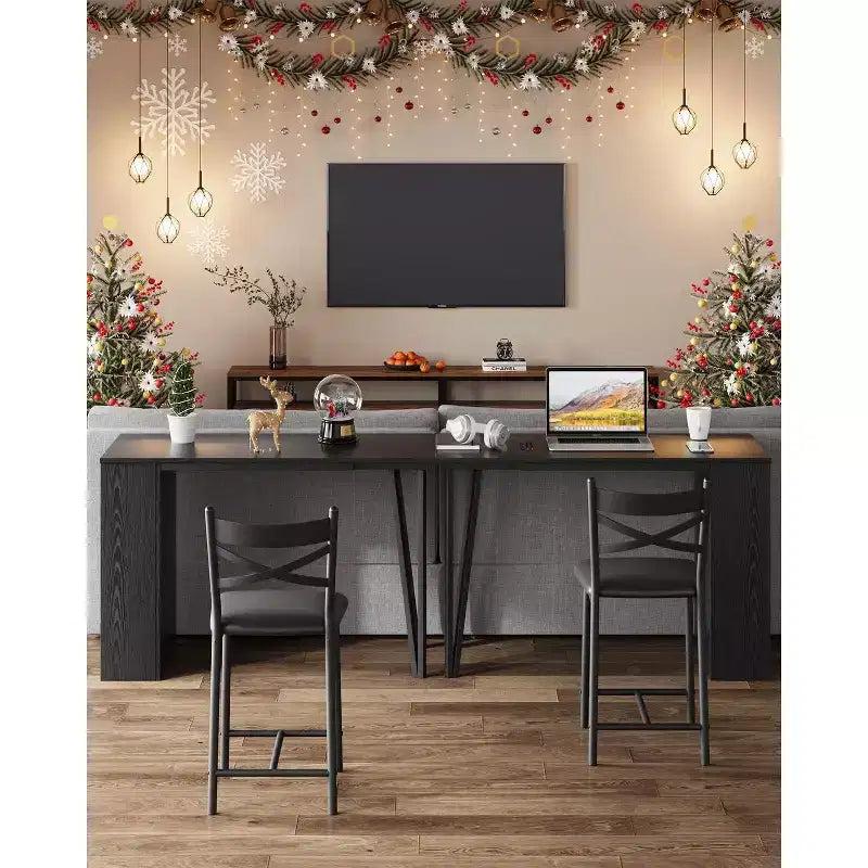 Ensemble de table de bar 3 pièces pour 2 personnes, ensemble table et chaises de bar avec extension relevable, ensemble de salle à manger avec étagères de rangement, convient aux petits espaces