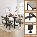 Ensemble de salle à manger Zevemomo 7 pièces hauteur comptoir, 6 tabourets rembourrés en PU, ensemble table haute peu encombrant pour petits espaces, gris