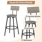 Ensemble de salle à manger Zevemomo 7 pièces hauteur comptoir, 6 tabourets rembourrés en PU, ensemble table haute peu encombrant pour petits espaces, gris
