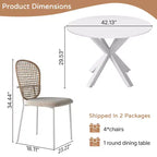 Ensemble de salle à manger Zevemomo 5 pièces mi-siècle pour 4 à 6 personnes, plateau de table en MDF avec pieds en métal, ensemble de table à manger et table basse sur pied
