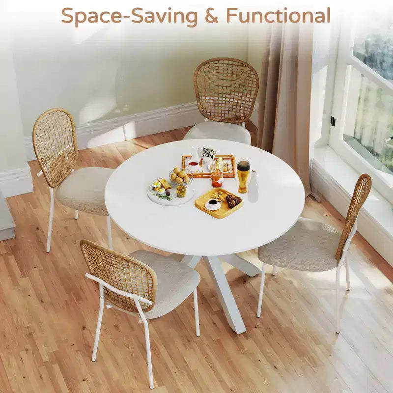 Ensemble de salle à manger Zevemomo 5 pièces mi-siècle pour 4 à 6 personnes, plateau de table en MDF avec pieds en métal, ensemble de table à manger et table basse sur pied