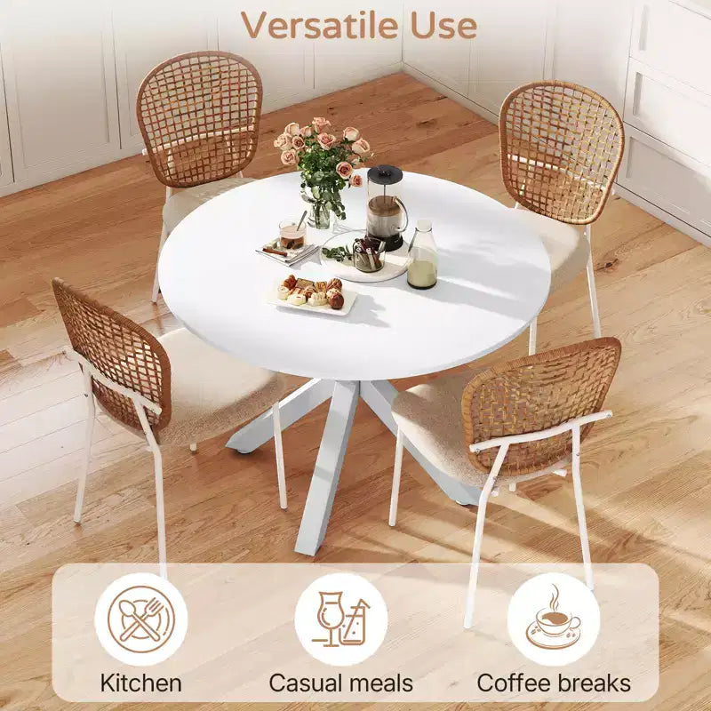 Ensemble de salle à manger Zevemomo 5 pièces mi-siècle pour 4 à 6 personnes, plateau de table en MDF avec pieds en métal, ensemble de table à manger et table basse sur pied