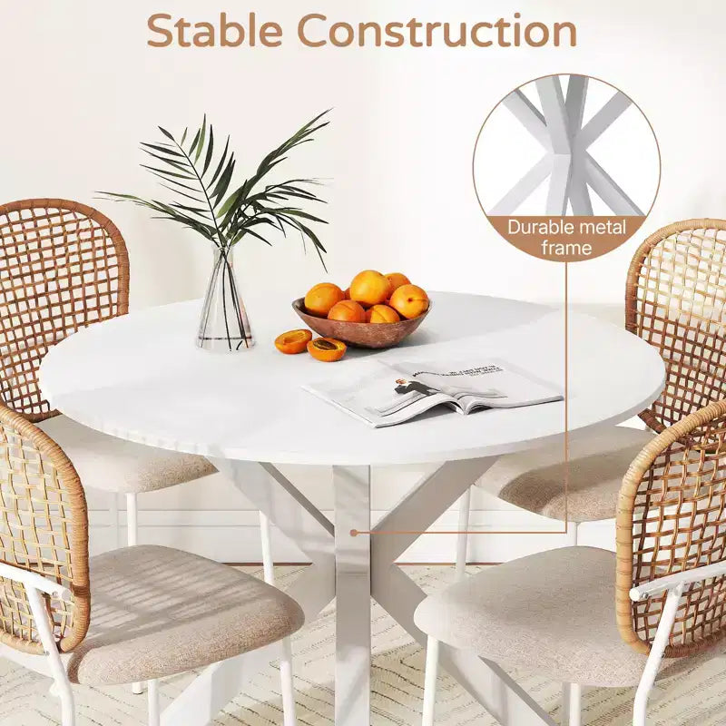 Ensemble de salle à manger Zevemomo 5 pièces mi-siècle pour 4 à 6 personnes, plateau de table en MDF avec pieds en métal, ensemble de table à manger et table basse sur pied