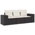 vidaXL Garden Sofa Set Black PE rattan Moderate Adjustable Feet
