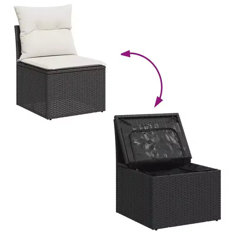 vidaXL Salon de jardin en résine tressée noire Pieds réglables