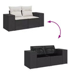 vidaXL Salon de jardin en résine tressée noire Pieds réglables