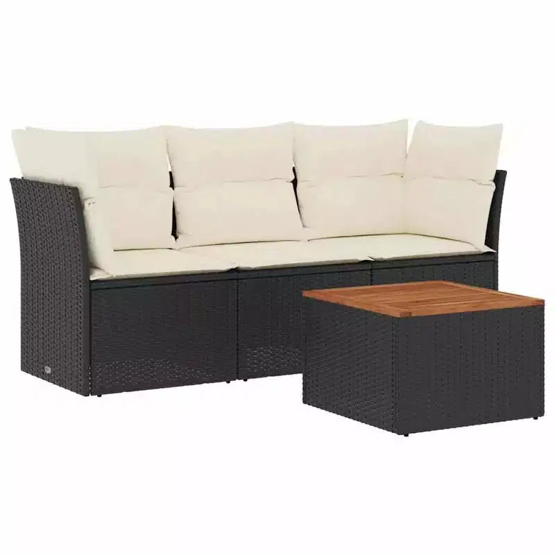 vidaXL Garden Sofa Set Black PE Rattan Standard Modular