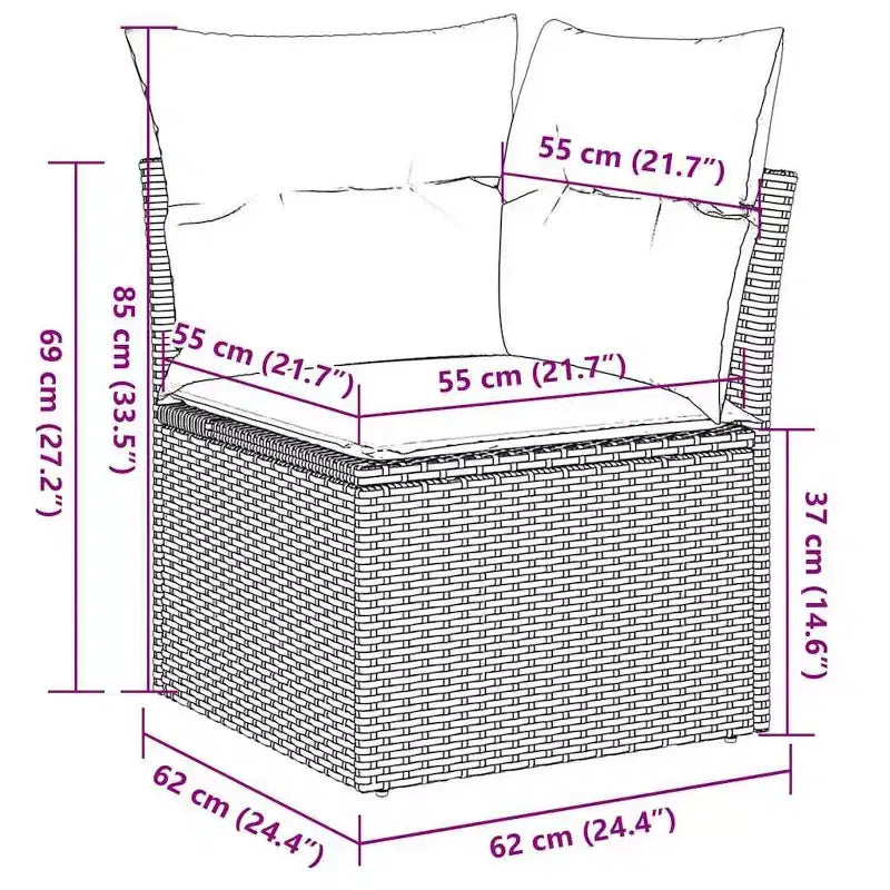 vidaXL Ensemble de canapés de jardin modulables standards en rotin PE noir