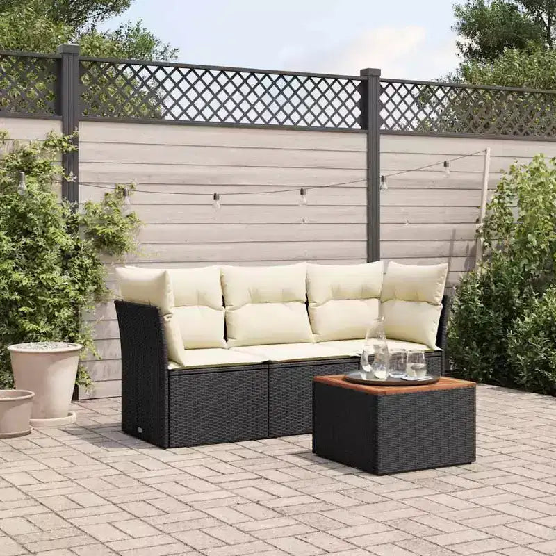 vidaXL Ensemble de canapés de jardin modulables standards en rotin PE noir