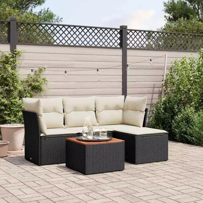 vidaXL Salon de jardin noir, crème