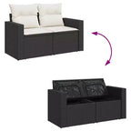 vidaXL Salon de jardin noir en résine tressée 6 pièces modulable