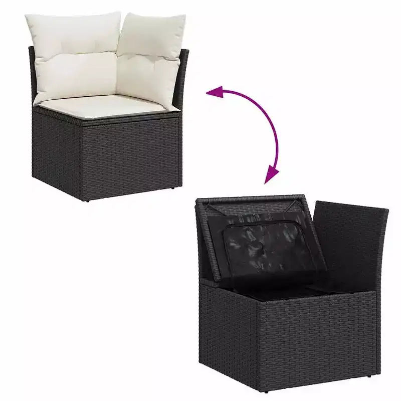 vidaXL Salon de jardin noir en résine tressée 9 pièces modulable