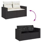 vidaXL Salon de jardin noir en résine tressée 9 pièces modulable