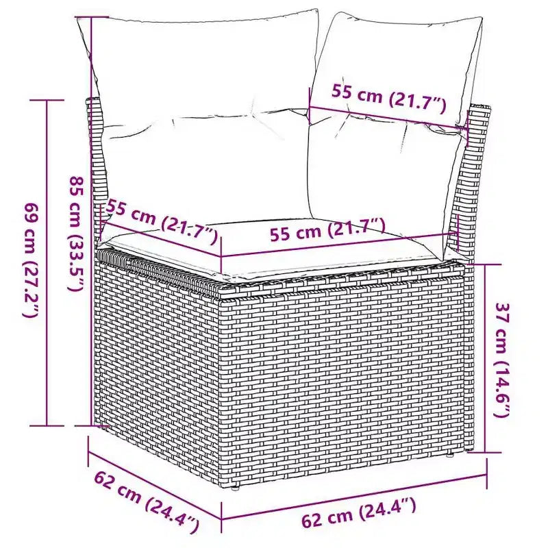 vidaXL Salon de jardin noir en résine tressée 9 pièces modulable