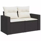vidaXL Salon de jardin noir en résine tressée 9 pièces modulable
