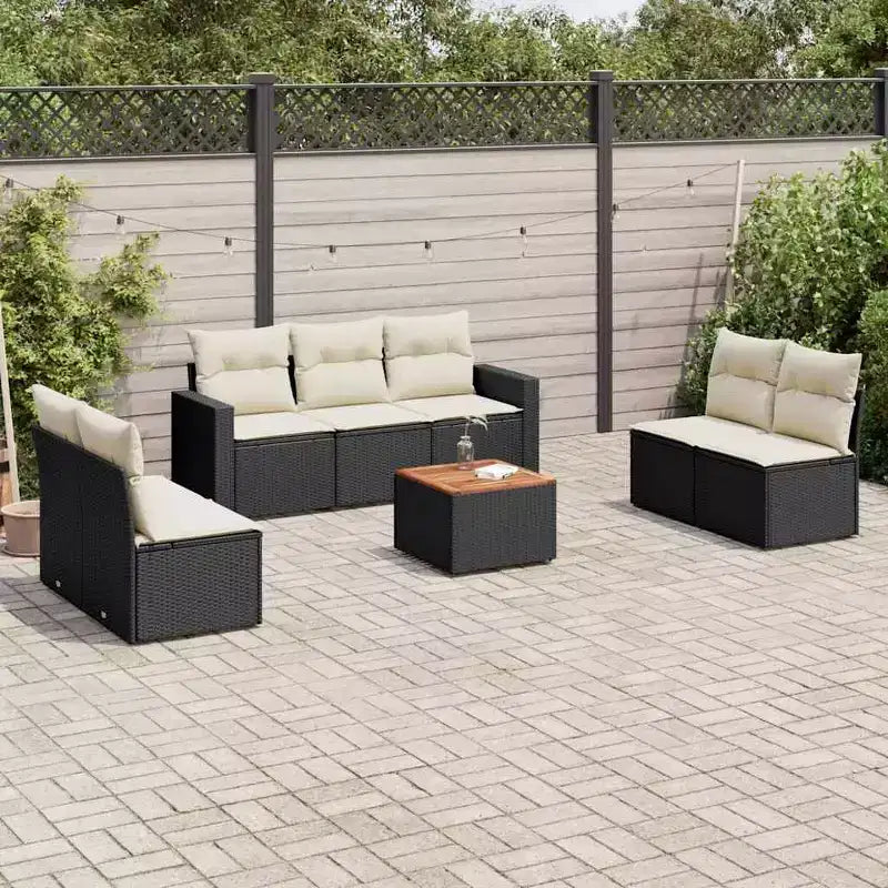 vidaXL Salon de jardin noir en résine tressée 8 pièces modulable