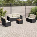 vidaXL Salon de jardin noir en résine tressée 8 pièces modulable