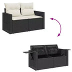 vidaXL Salon de jardin noir en résine tressée 8 pièces modulable