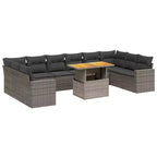vidaXL Garden Sofa Set Grey PE rattan Large Adjustable Armrests