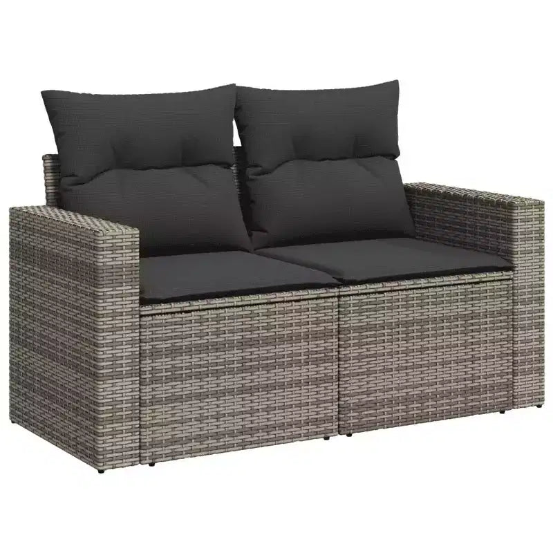 vidaXL Salon de jardin en résine tressée gris Grands accoudoirs réglables