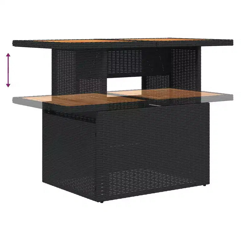 vidaXL Salon de jardin en résine tressée noir 6 pièces