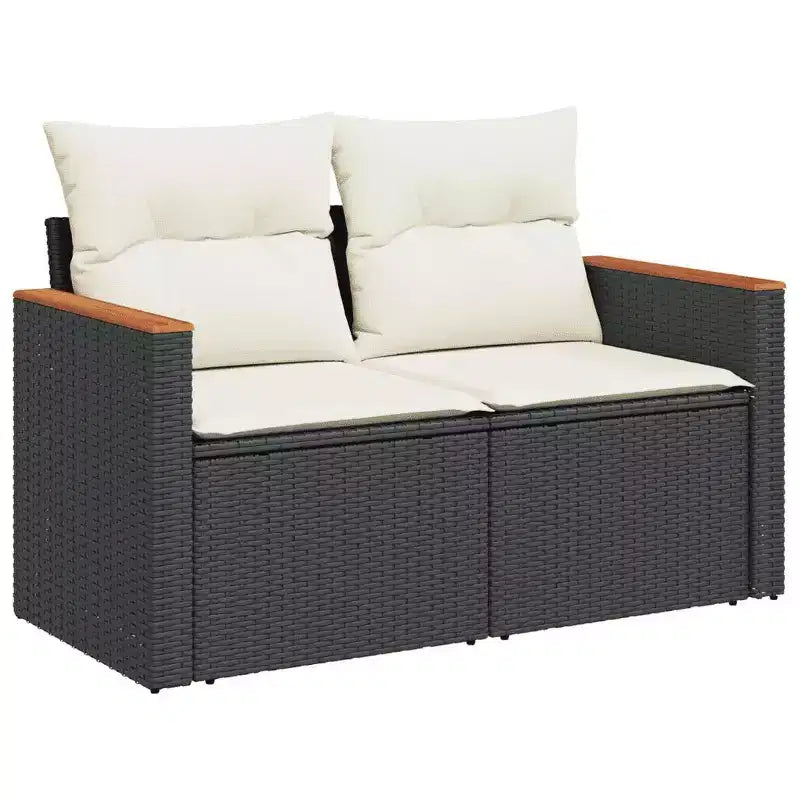 vidaXL Salon de jardin en résine tressée noir 6 pièces