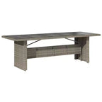 vidaXL Salon de jardin gris en résine tressée, acier laqué, verre trempé