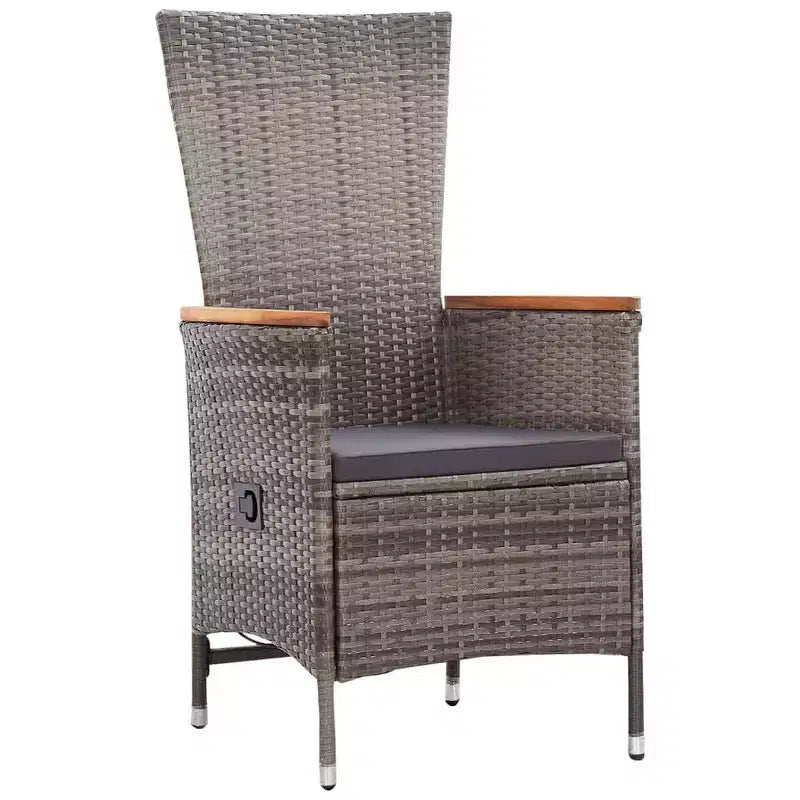 vidaXL Salon de jardin gris en résine tressée, acier laqué, verre trempé
