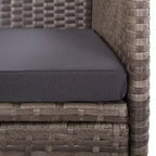 vidaXL Salon de jardin gris en résine tressée, acier laqué, verre trempé